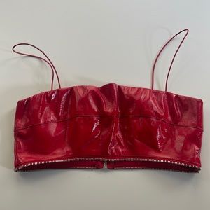 Zipper red bra top